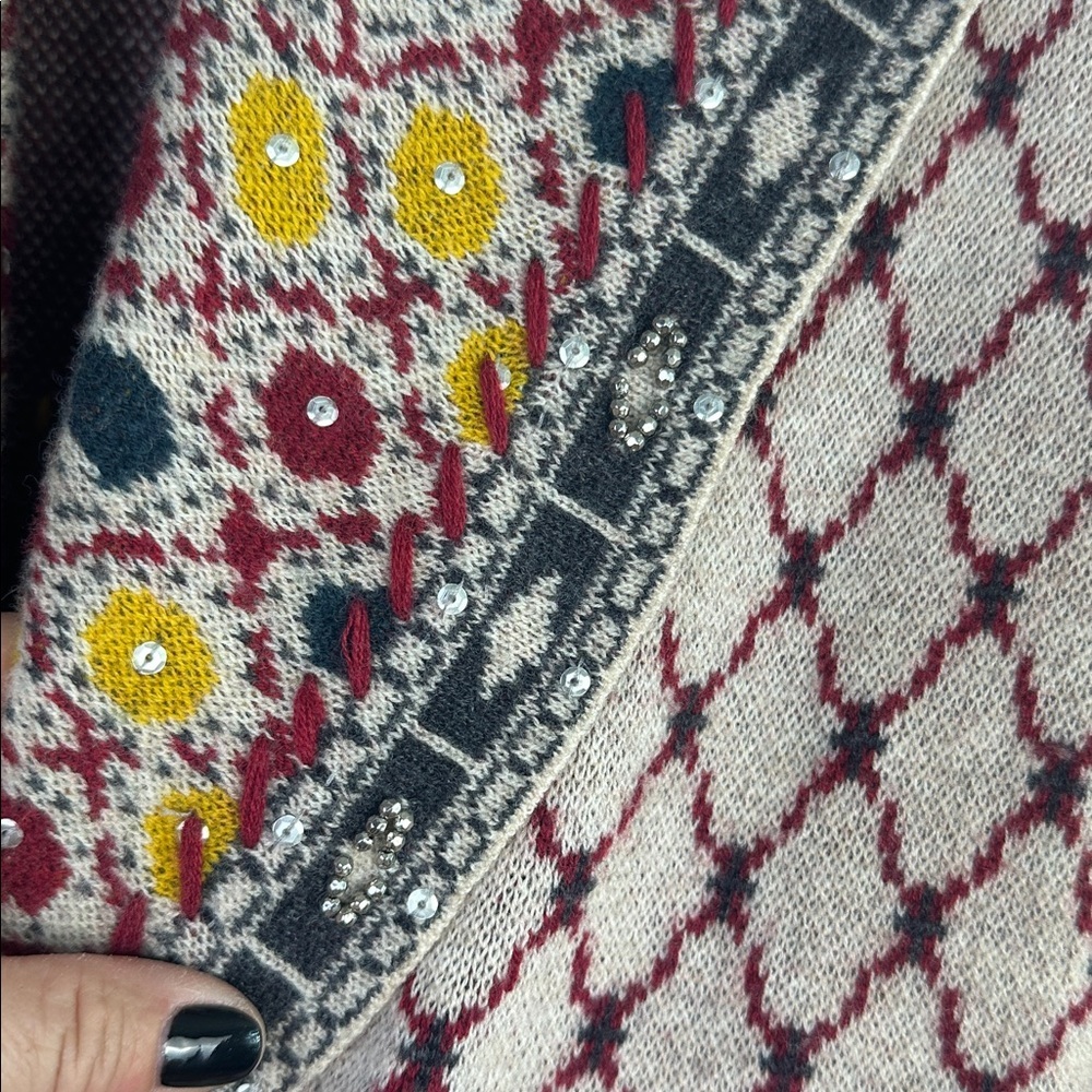 Anthropologie Angel of the North Satpura Sweater Coat Small Wool Beaded Bohemian - Picture 5 of 16